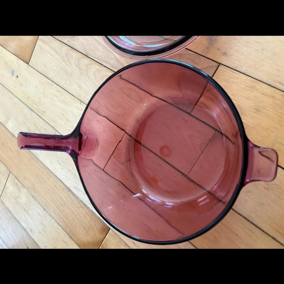 Corning Visions Cranberry Glass 2.5 L Sauce Pan Cookware Purple Plum Vintage Pot - Picture 7 of 9